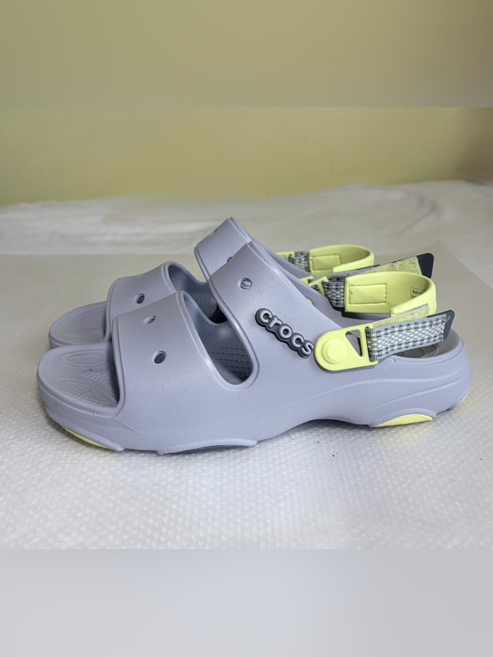 CROCS Kids Lavender Sandals with Yellow Accents
